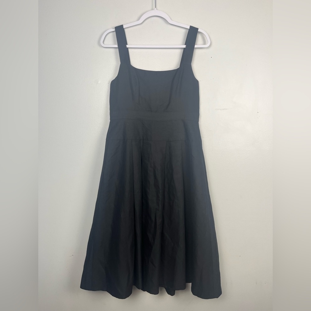 J. Crew A-Line Faille Dress  pleated Size 6 black silk cotton